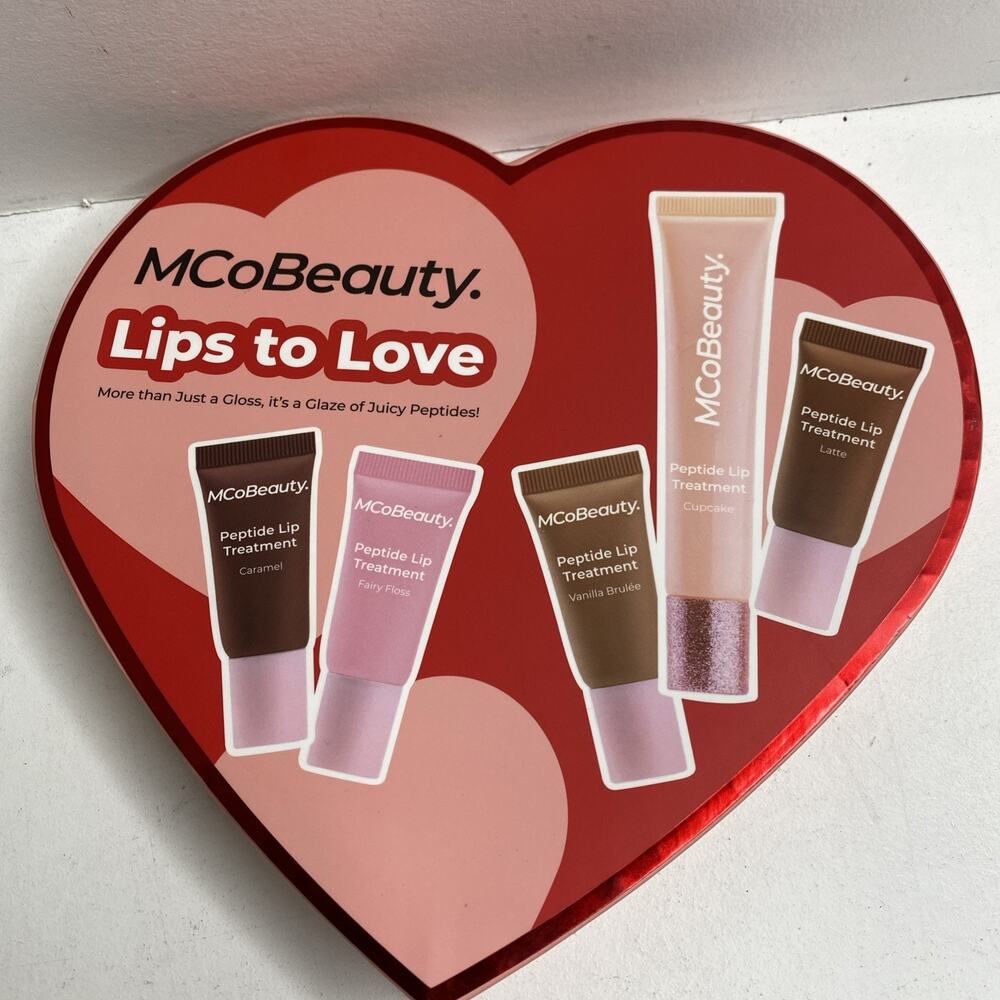 MCOBeauty. LIPS TO LOVE 5 PIECE LIP TREATMENT SET NEW HEART BOX